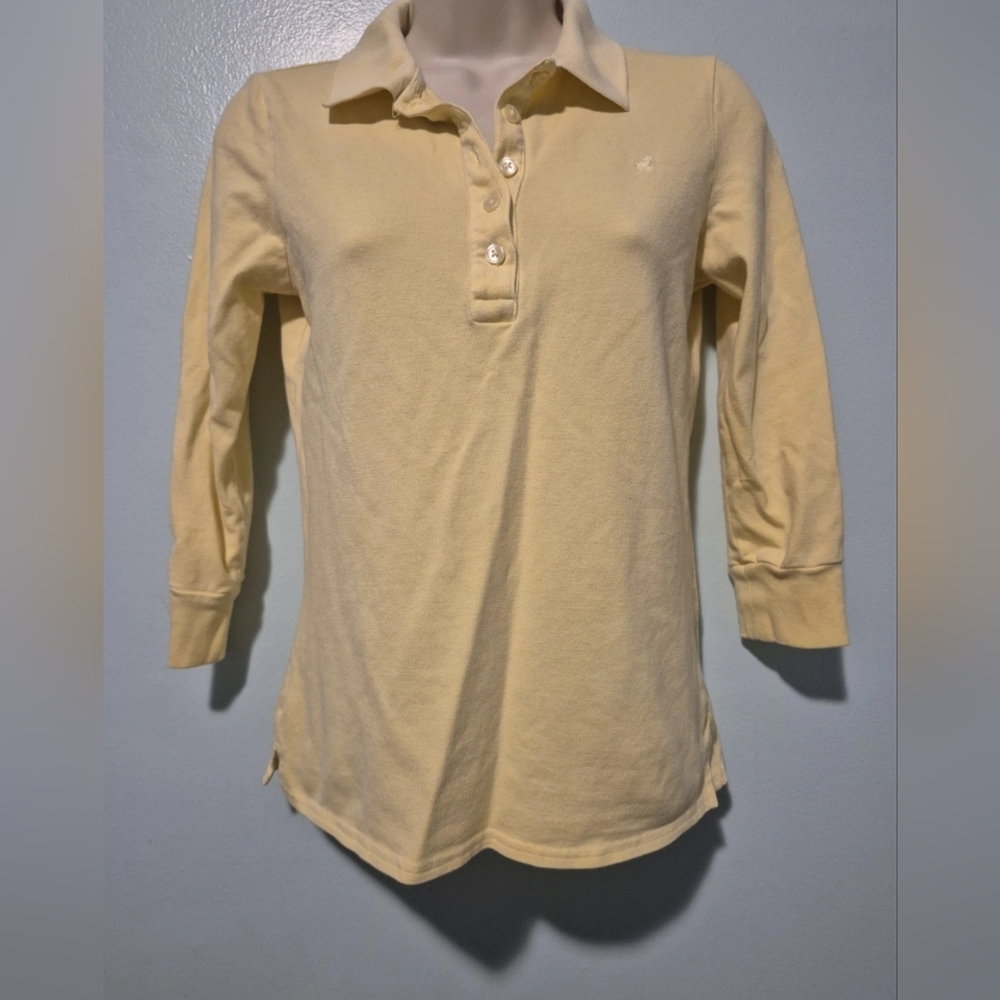 Y2K Old Navy Tiny Fit Pale Yellow Collared Shirt Women's Sz S Summer Trendy